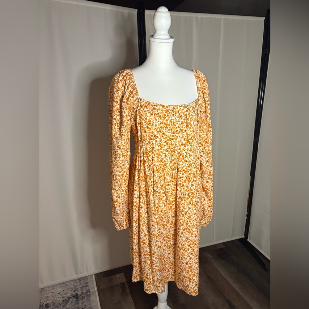 Sand Ditsy | Long Sleeve Floral Dress in Yellow